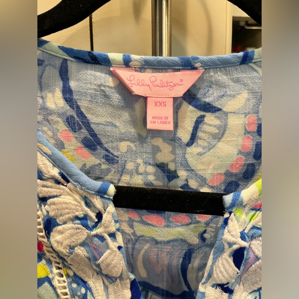 LILLY PULITZER Lyndsea Tunic Blue Peri Pinch Pinch XXS Style# 29175 - Picture 9 of 11